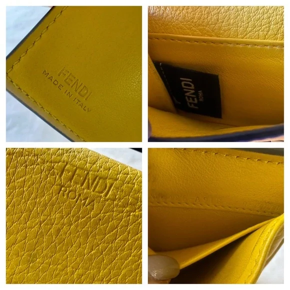 FENDI Peekaboo Yellow Leather Mini Wallet - Picture 9 of 14